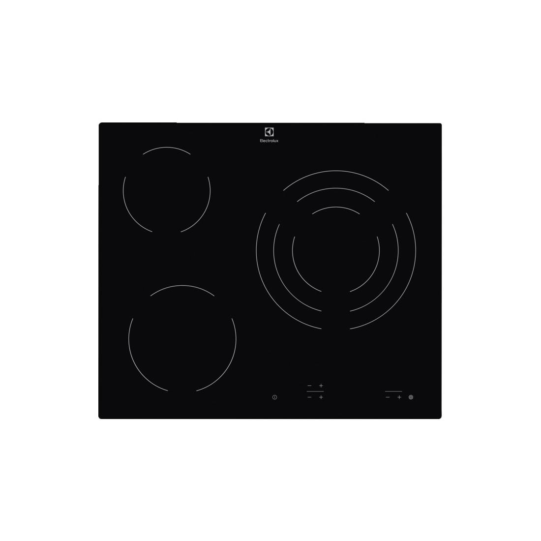 Electrolux EHF6232IOK placa radiante sin marco de 3 zonas controles tÃ¡ctiles independientes indicad