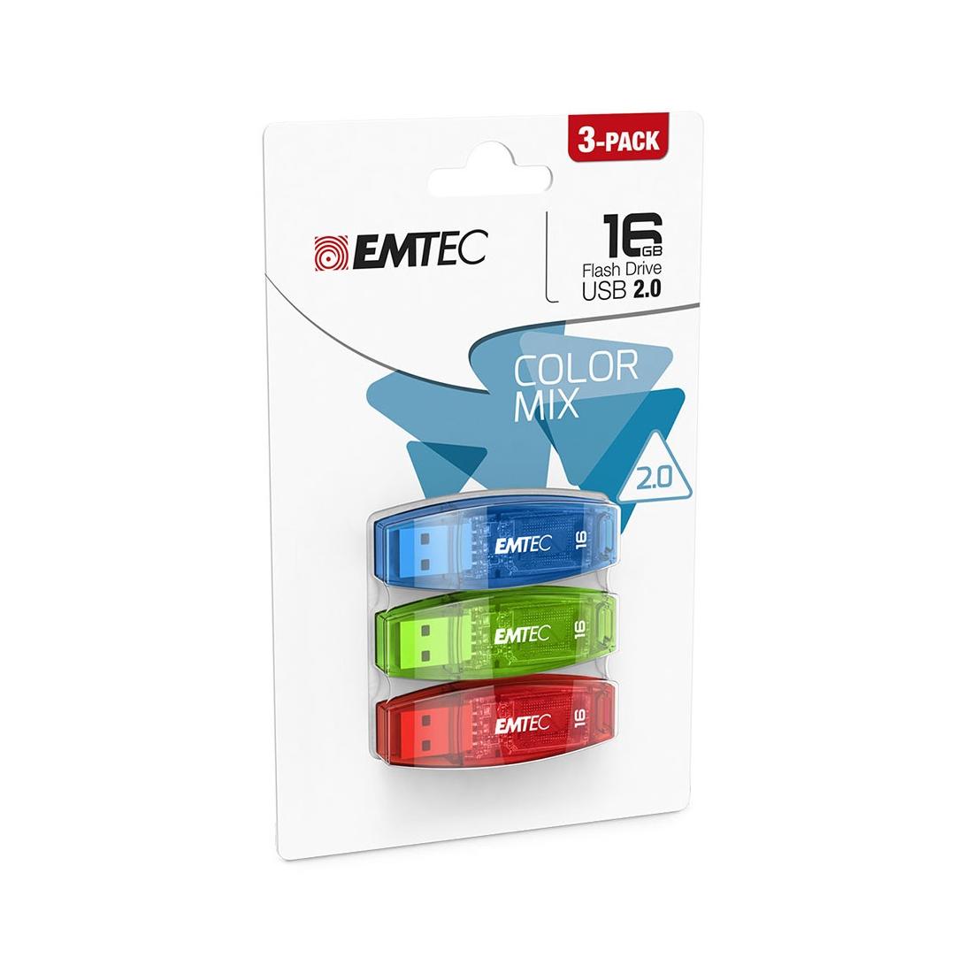 PACK 3 PENDRIVES 2.0 16GB COLORES EMTEC