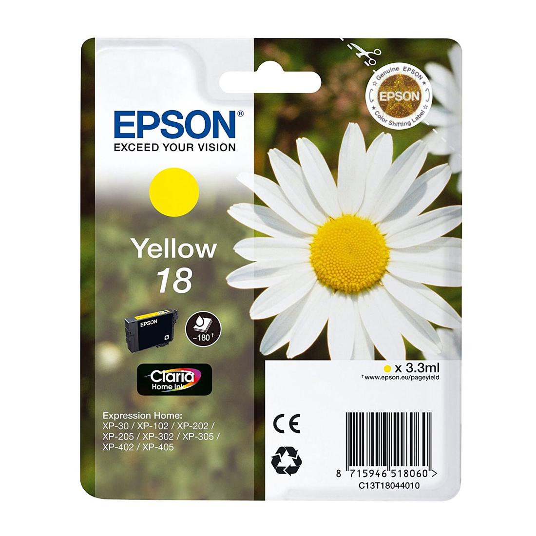 TINTA AMARILLA EPSON 18 CLARIA HOME