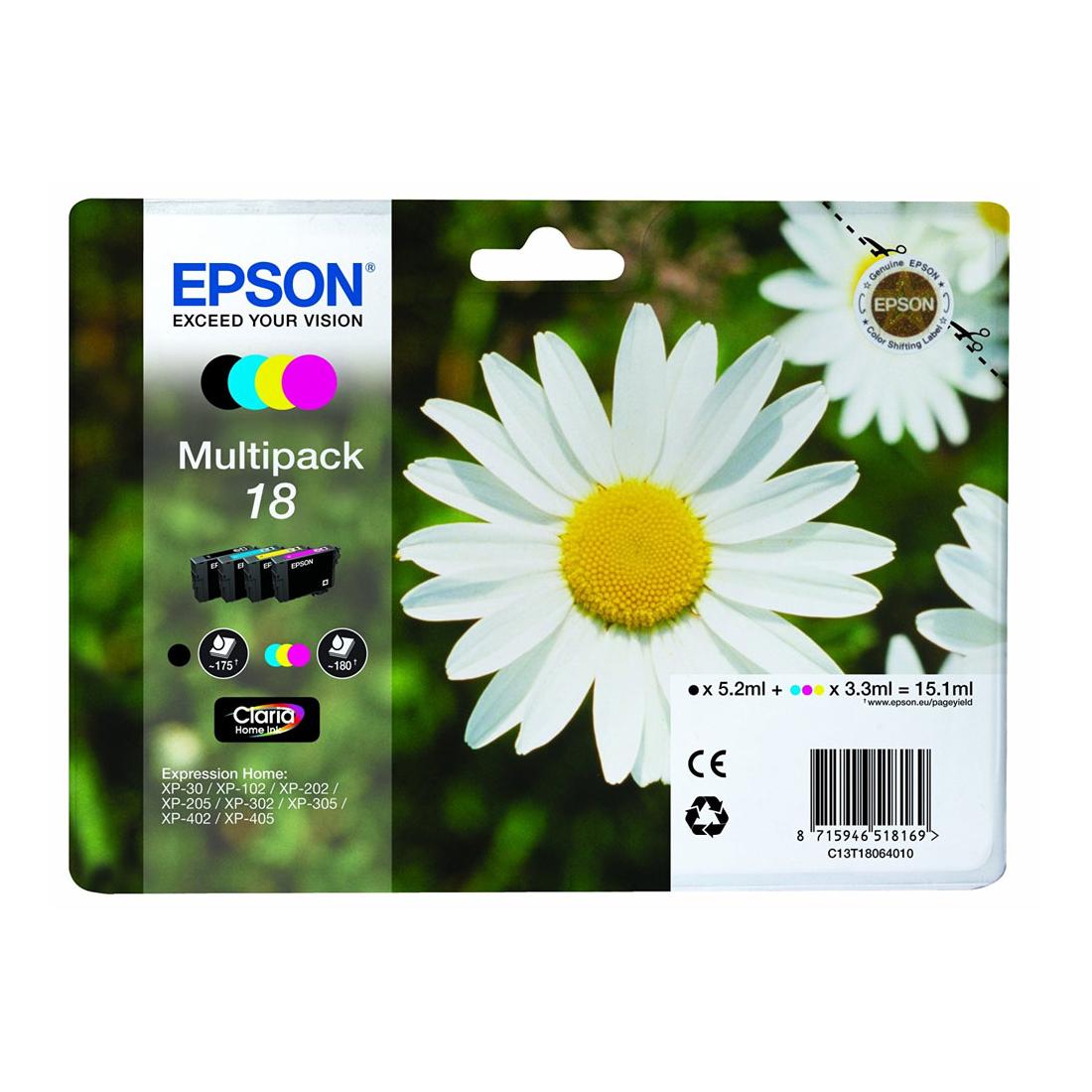 MULTIPACK TINTA 4 COLORES EPSON 18 CLARI