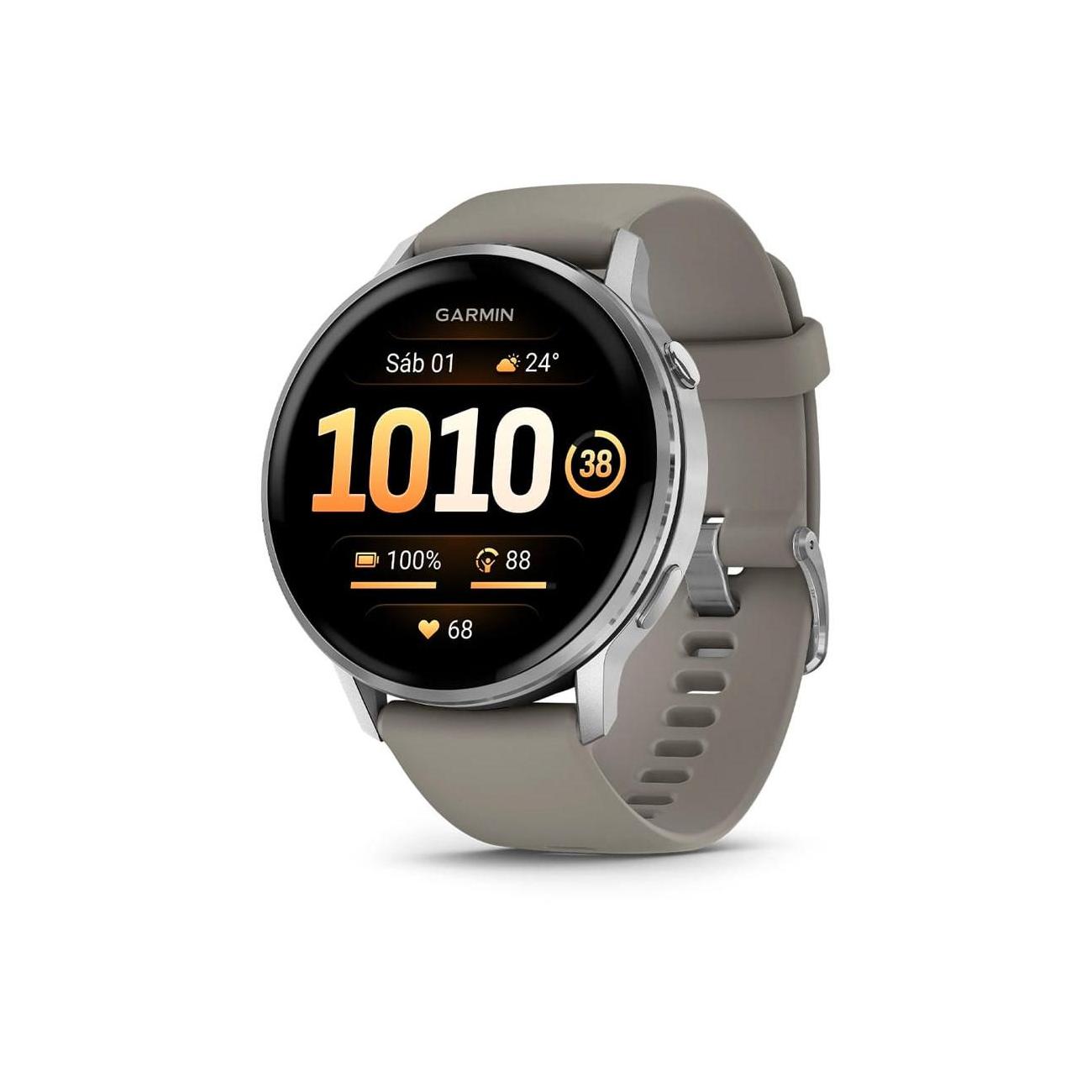 GARMIN VENU? 4 PLATEADO CON CORREA DE SILICONA GRIS / SMARTWATCH 45MM