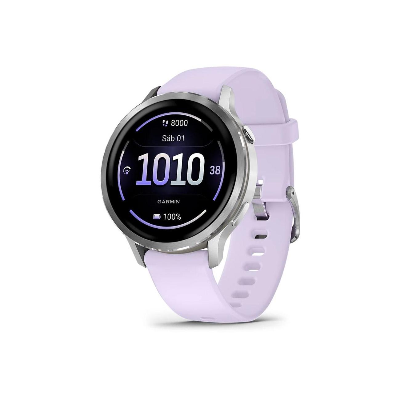 GARMIN VENU? 4 PLATEADO CON CORREA DE SILICONA LILA / SMARTWATCH 41MM