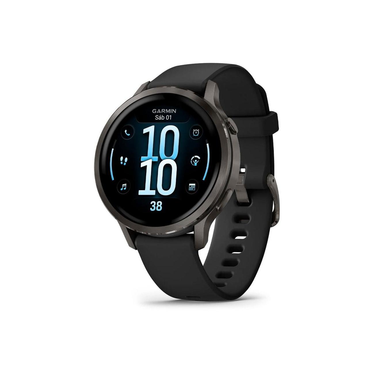 GARMIN VENU? 4 PLATEADO CON CORREA DE SILICONA NEGRA / SMARTWATCH 41MM