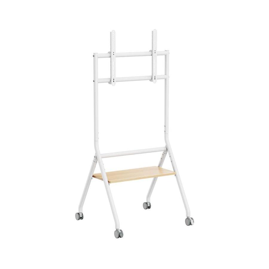 SOPORTE AISENS SUELO RUEDAS BANDEJA PANTALLA 80KG 37-86 BLANCO MADERA