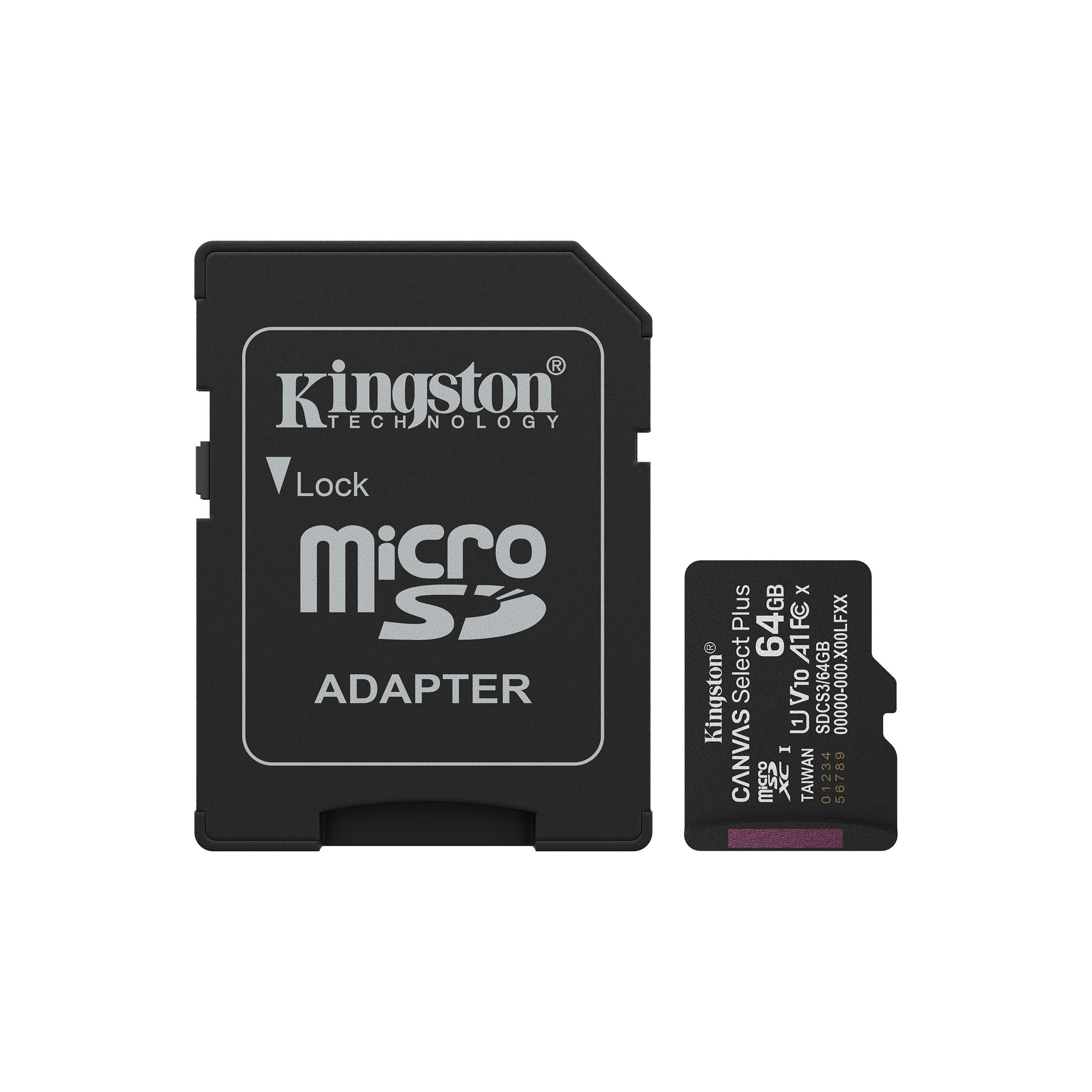 TARJ. MEM. KINGSTON CANVAS 64 GB + ADAPT