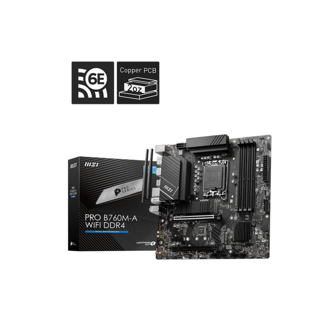 PLACA BASE MSI PRO B760M-A WIFI 1700 MATX 4XDDR4