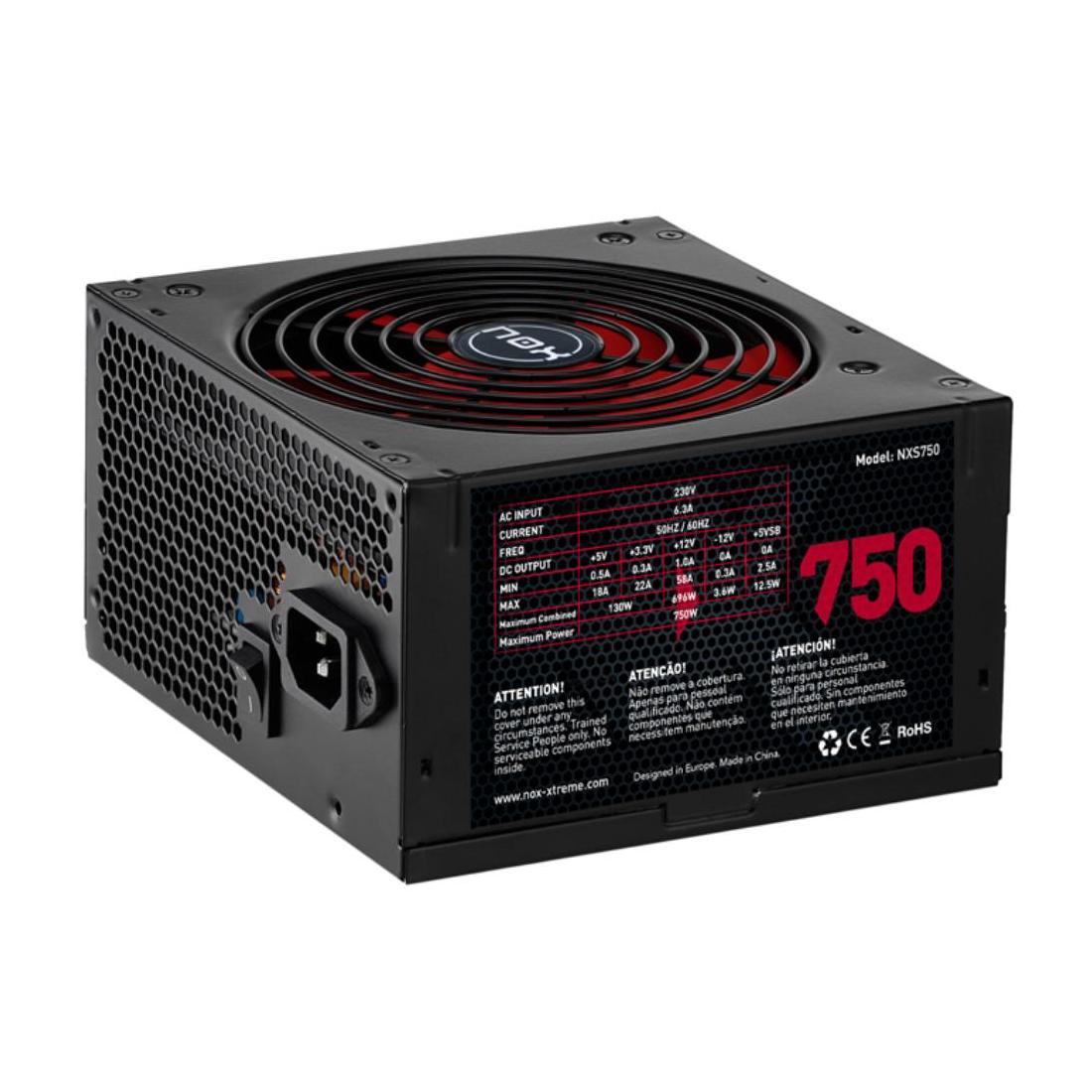 FUENTE ALIMENTACION NOX NX750 750W ATX NEGRO ROJO