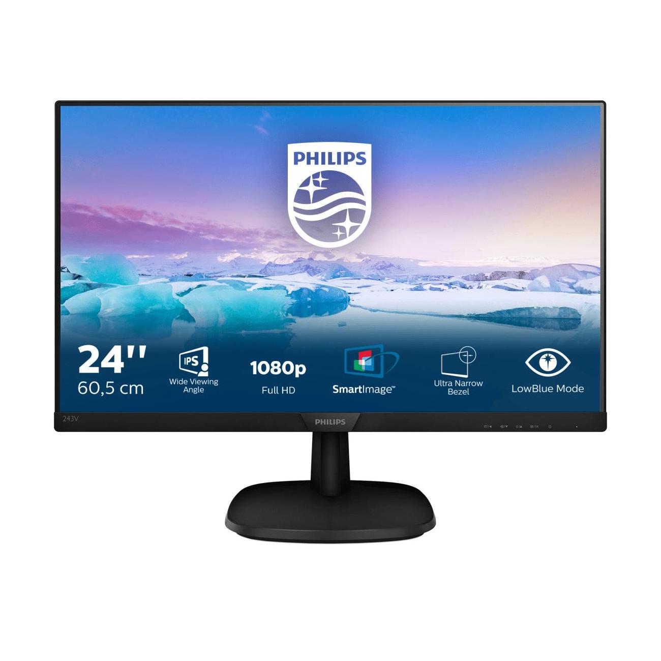 MONITOR PHILIPS 243V7QDSB 23,8" IPS FHD VGA DVI HDMI
