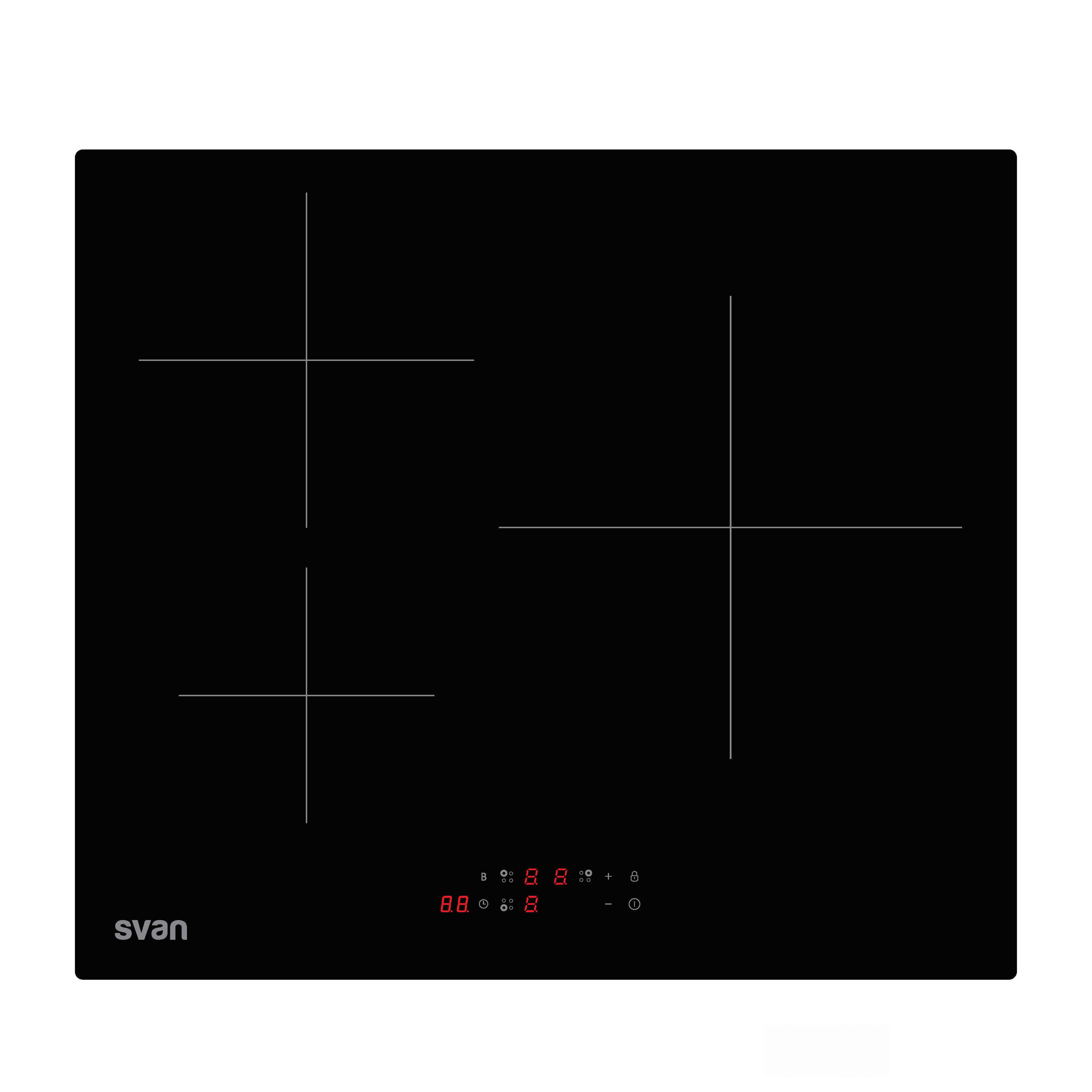 Svan SI3602B placa inducciÃ³n 6200w 62 x 590 x 520 mm cristal negro tactil 3z