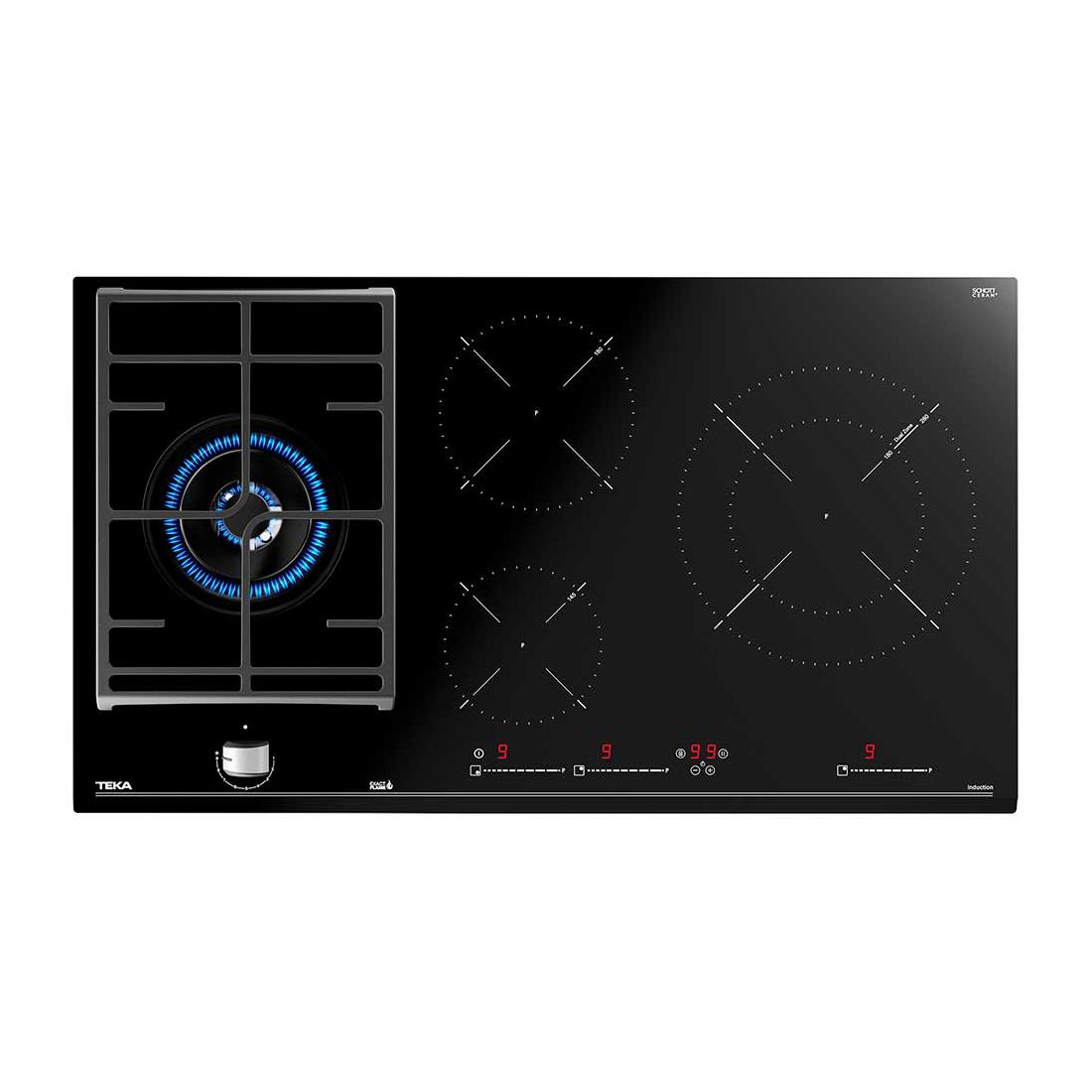 Teka 112570115 jzc 94313 abn placa hybrid de 90cm con touch control multislider y 4 zonas negro