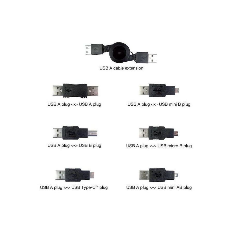 ADAPT. CABLE RETRÁCTIL 6 EN 1 0,75M NEGR